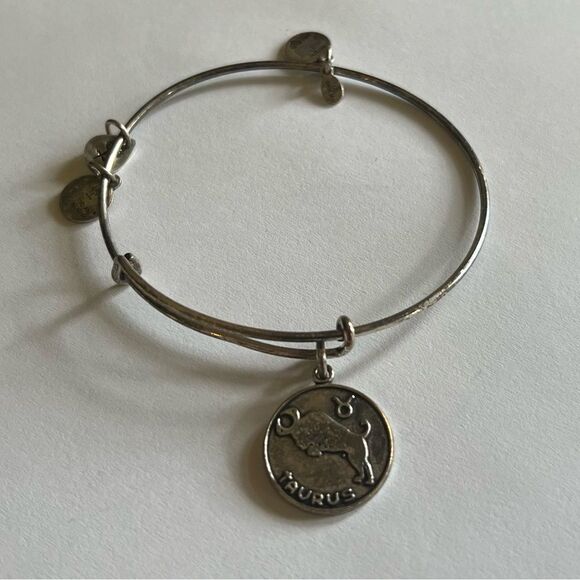 Alex and Ani Taurus Charm Rafaelian Silver Bangle Bracelet - Picture 8 of 15